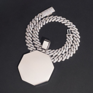Colgante Octagonal de Moissanita en Blanco, Colgante Personalizado con Incrustaciones, Color D VVS, Collar Hip Hop, Plata 925, Grabado de Logotipo, OEM, Venta al por Mayor - Product Image 2