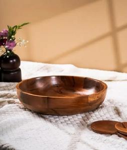 Bol de service en bois d'acacia rustique de fabrication à bas prix ODM OEM bol de service à salade articles de cuisine en gros - Product Image 1