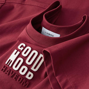 T-shirt unisexe en coton organique lourd de haute qualité pour hommes T-shirt imprimé en relief en 3D à épaules tombantes OEM - Product Image 4