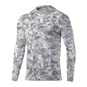 เสื้อฮู้ดดี้ตกปลาแขนยาวลายพรางสำหรับผู้ชาย ป้องกันรังสียูวี UPF 50 ผลิตจากโพลีเอสเตอร์ - Product Image 5