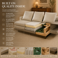 Canapé modulaire moderne rembourré avec table d'appoint intégrée, garnissage en éponge écologique pour appartements et hôtels