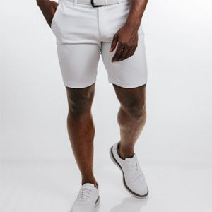 Pantalones cortos de golf de poliéster de secado rápido con logotipo personalizado para hombre, pantalones de entrenamiento medios informales, pantalones cortos calientes que absorben la humedad de Color sólido - Product Image 5