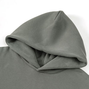 Sudaderas con capucha de lana de 360 gramos para hombre al por mayor, ropa de invierno teñida lisa con etiqueta personalizada sin bolsillos ni cuerdas - Product Image 3