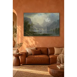 Impresión en lienzo de las montañas nevadas y el lago Tahoe de Fida Albert Bierstadt - Product Image 1