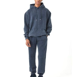 Men's Lightweight Acid Wash Tracksuit Custom Logo Hooded Winter Coat Solid Pattern Full Length Breathable Plus Size - Product Image 1