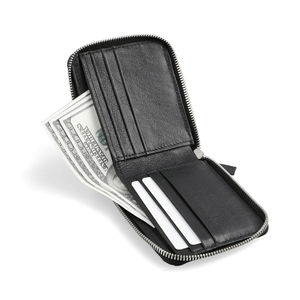 Porte-cartes court multifonctionnel Vente en gros de haute qualité Hommes RFID Blocage Logo personnalisé Bifold Zipper Portefeuilles en cuir véritable - Product Image 2