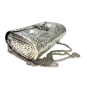 El mejor diseño de lujo, bolso metálico chapado en oro y plata para boda, bolso nupcial y embragues de metal de proveedor indio