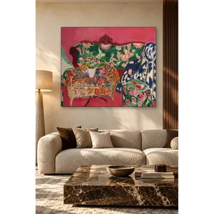 Stampa su Tela di Fida <span class=keywords><strong>Matisse</strong></span>: Nature Morte con Divano Decorato su Parete Rosa - Product Image 3