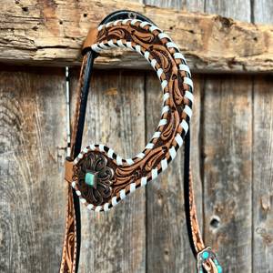 Conjunto de Establo para Caballos de Cuero Genuino de Alta Calidad, Pintado a Mano, Estilo Occidental, Cómodo Collarín y Cabezada para Caballo - Product Image 5