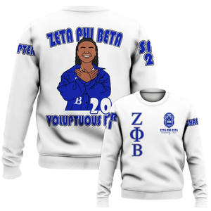 Zeta Phi Beta 1920 Crewneck Sweatshirt Greek Sorority Apparel Blue <b>White</b> Embroidered Fleece <b>Women</b> Pullover - Product Image 6