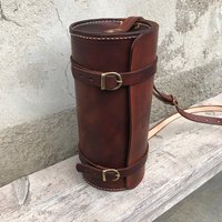 Tas Silinder Kulit Asli Mewah Wanita Kapasitas Besar Vintage Modis Ringan Tas Selempang Bahu Resleting