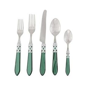 Ensemble de couverts à thème décoratif vert Finition peinte royale avec plusieurs tailles et motifs façonnés Ensembles de couverts - Product Image 1