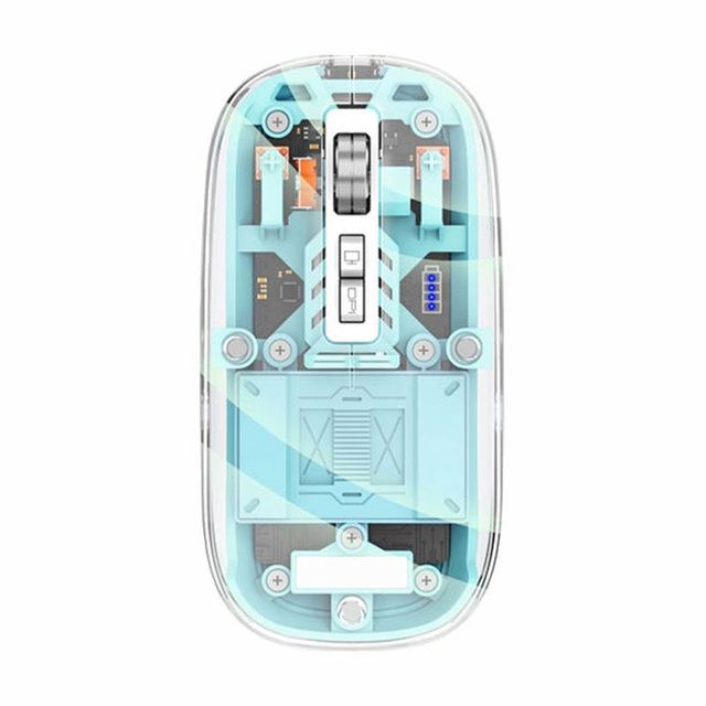 M133 Jertech Transparent Mouse Portable PC USB Computer Optical Mouse Mini Rechargeable Wireless BT 3200DPI Silent Mouse
