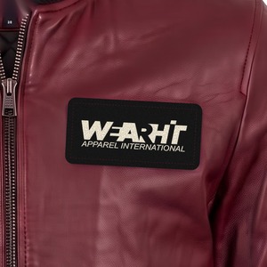 Veste en cuir véritable pour homme, manteau tendance, bomber en cuir de mouton avec patchs, couleur vin - Product Image 4