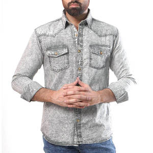 เสื้อเชิ้ตยีนส์ผู้ชาย แขนยาว ผ้าฝ้าย 100% สไตล์ลำลอง ราคาถูก ขายดี - Product Image 1