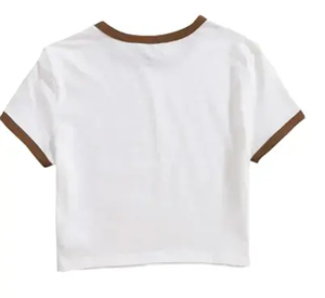 Best Price Jazo Industries Custom Made Women's Summer Breathable 100% Cotton Short Sleeve Solid Crop Top Front Logo Factory New - Product Image 3