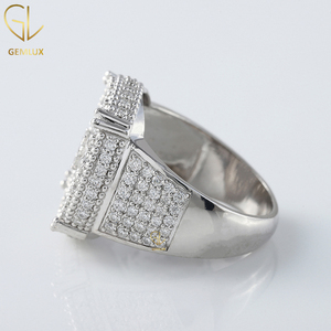 สูงตามความต้องการเย็นออกรอบตัดVVS Moissaniteเพชรชุดทองคําทึบแหวนฮิปฮอปผู้ชายในราคาขายส่ง - Product Image 6