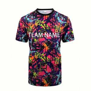 Camiseta Deportiva Sublimada Colorida para Hombre, Personalizada, Manga Corta, Cuello Redondo, Diseño Ligero y Transpirable, Opción de Logotipo, Nombre y Número - Product Image 1