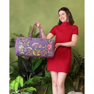 Bolsa de Viaje de Piel Vegana Priglob Exim para Mujer, Color Morado, Gran Capacidad, Cierre de Cremallera Premium, Poliéster - Product Image 6