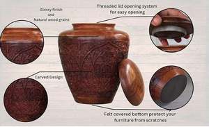 ไม้แกะสลักทำด้วยมือโกศสำหรับเผาขี้เถ้าของมนุษย์วัสดุสิ้นเปลืองสำหรับผู้ใหญ่ชายหรือหญิงโดย ayaans - Product Image 3