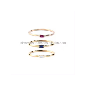 Natural Blue Sapphire ,<strong>Ruby</strong> , <strong>Baguette</strong> Diamond Ring 14K Yellow Manufacturer Wholesale <strong>Supplier</strong> Producible In 10K/18K - Product Image 2