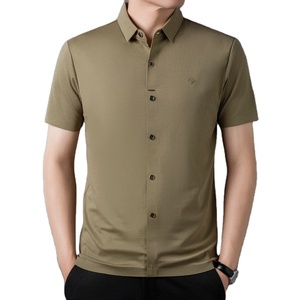 Chemise habillée décontractée à manches courtes pour hommes, simple boutonnage avec col montant anti-rides, fourniture OEM d'été - Product Image 2