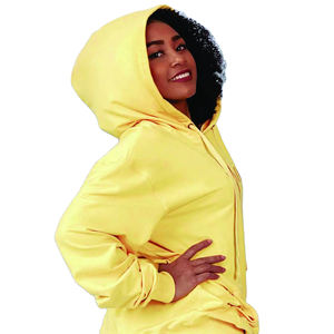 Sudadera con Capucha Amarilla Personalizada para Mujer con Mascarilla a Juego, Sudadera con Capucha de Manga Larga de Felpa Suave - Product Image 1