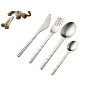 Customize Logo Stainless Steel Designer <b>Thin</b> Handle Silver <b>Mirror</b> Polished Wedding Knives and Spoon Fork Set Gold Cutlery - Product Image 1