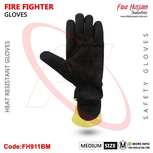 2025 gants de pompier de haute qualité en cuir fendu de vache avec barrière contre l'humidité gants en cuir de sécurité pour pouce d'aile de pompier - Product Image 3