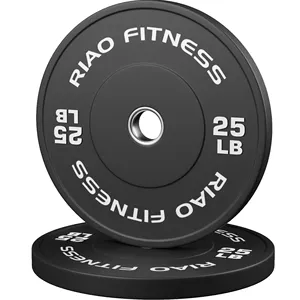 Peso livre de fábrica 5-25 kg 10-55 lb cor preto logotipo personalizado barra de borracha placa de peso