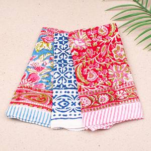 ผ้าพันคอผ้าฝ้ายทำมือ ชุด 3 ผืน ผ้าพันศีรษะพิมพ์ลายบล็อก ใช้ซ้ำได้ ผ้าพันคอฤดูร้อน ผ้าพันคอชายหาด - Product Image 2