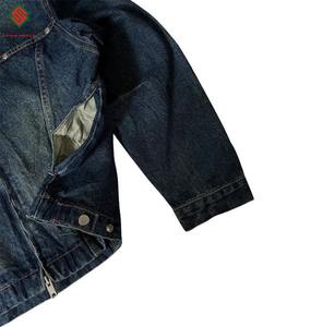 Chaqueta Vaquera Azul Vintage de los 90, Lavado Desgastado, Cuello Alto, Cierre Doble de Cremallera, Ropa de Trabajo Clásica, Prenda Exterior de Motociclista, Ropa Urbana - Product Image 2