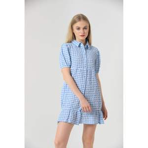 Robe longue bleue Topshow avec col et boutons, produit en gros - Product Image 2