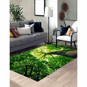 Tapis imprimé paysage d'arbres à feuilles vertes, style ferme, salle de bain, luxe, tapis fin non tissé - Product Image 5