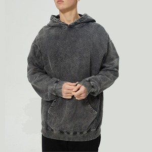 Sudaderas con capucha lavadas con ácido para hombre, novedad de 100% algodón de alta calidad, sudaderas con hombros caídos para hombre para invierno, baratas - Product Image 1