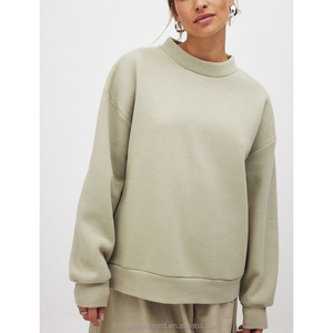 Logo personnalisé femmes coton doux col montant Streetwear pull polaire surdimensionné pull femmes col montant sweat pour femmes - Product Image 1