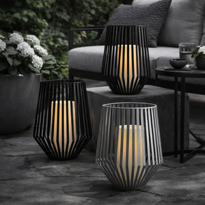 Farol de metal moderno, decoración de farol minimalista, farol para patio exterior, farol de mesa para velas, farol de pie para velas - Product Image 1