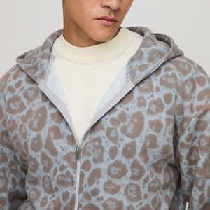 Sweat à capuche OEM de haute qualité pour homme, coupe oversize, uni, avec fermeture éclair, logo personnalisé, épais, épaules tombantes, style Hip Hop, collection automne - Product Image 4