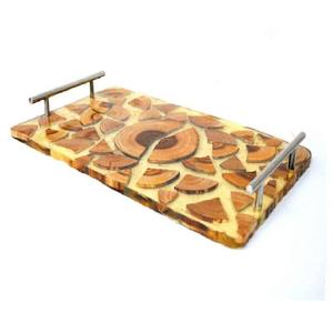 Plateau de service à un étage en pierre de résine époxy avec design de luxe moderne et portable pour la cuisine vente en gros - Product Image 1