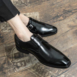 Zapatos Oxford de cuero genuino con forro absorbente de humedad y correa ajustable, zapatos formales para hombre, zapatos para uso diario. - Product Image 1