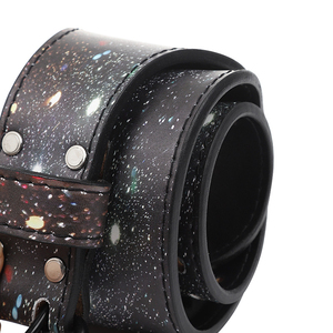 2025 nuevo diseño negro cielo estrellado gimnasio Fitness entrenamiento cinturón ajustable cuero de vaca cinturón de levantamiento de pesas - Product Image 5