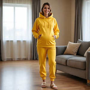 Chándal de maternidad para mujer, informal, transpirable, 400 GSM, tela pesada, 1/4, sudaderas y pantalones de chándal, chándal de maternidad para mujer - Product Image 5