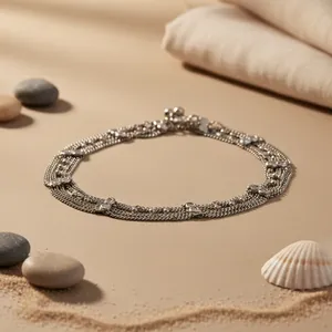 Tobillera Clásica de Plata 925 Chapada en Oro con Piedra Natural Tallada en Forma de Corazón, Engaste de Garra, Diseño Geométrico Delicado, Joyería para Uso Diario de Mujer - Product Image 1