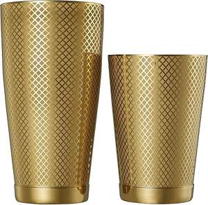Ensemble de shakers à cocktails en acier inoxydable à treillis de diamants, finition dorée, vente en gros, kit de mixologie pour bar, pour usage professionnel et domestique - Product Image 3