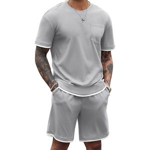 Wholesale Men 2 Piece Custom Unisex Two Tone Short <b>Twin</b> <b>Set</b> Men Oversize Men Summer Short Sleeve T Shirt& Shorts <b>Sets</b> - Product Image 1