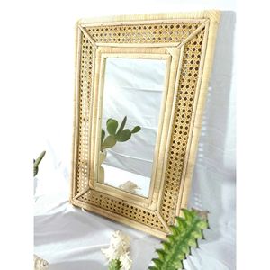 Espejos de pared enmarcados decorativos de ratán redondos para sala de estar, tocador de entrada o decoración de pared Interior de Hotel - Product Image 4