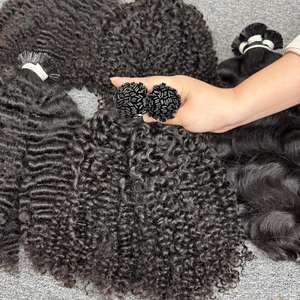 Extensions de cheveux vierges à pointe en kératine, cheveux vierges vietnamiens, extensions de cheveux en kératine naturelle, ondulées, pointe plate, cuticule alignée - Product Image 2