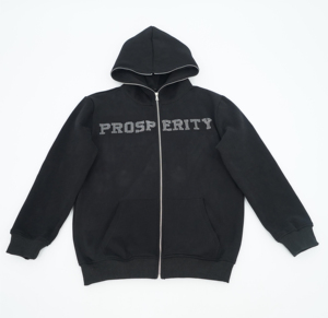 เสื้อฮู้ดมีซิปสำหรับผู้ชายเสื้อฮู้ดแบบสวมหัวมีซิปรูดขึ้นพิมพ์3D พัฟแบบกำหนดเอง - Product Image 4