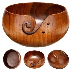 Cuenco de hilo de madera de bajo precio, nuevo diseño, accesorios de ganchillo para tejer, almacenamiento de hilo único - Product Image 3