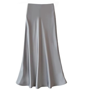 Falda acampanada ajustada de satén de gama alta para mujer, vestidos Midi elásticos de cintura alta sólidos, faldas elegantes asequibles de diseñador Formal informal - Product Image 5